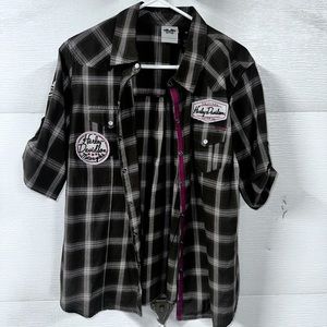 Women’s xl Harley Davidson full button down plaid shirt